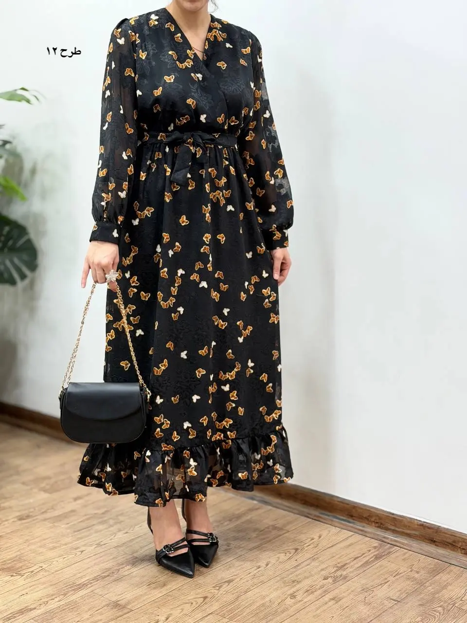 پیراهن بلند حریر آستردار آوا کد 5036